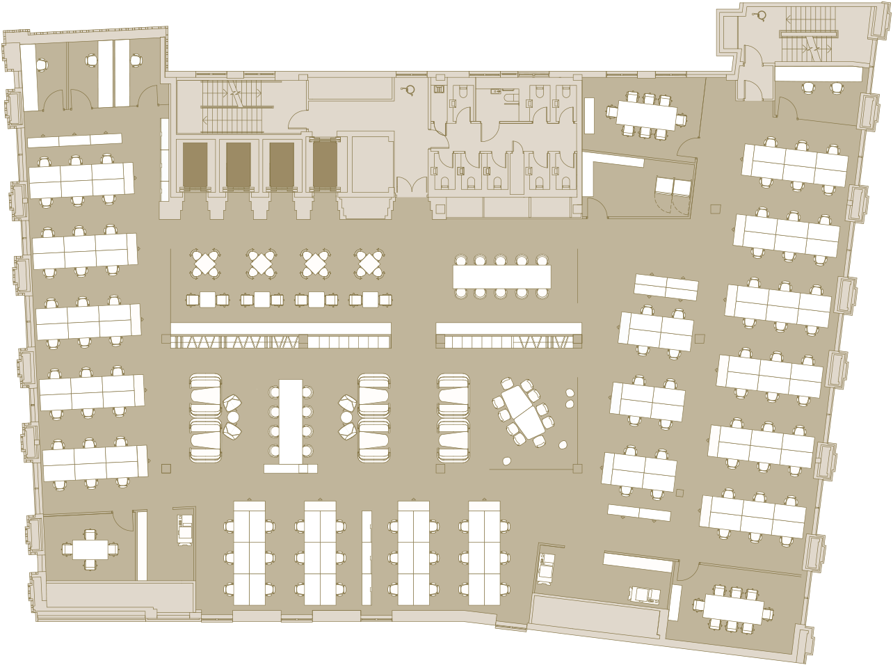 Open multi-tenant space plan